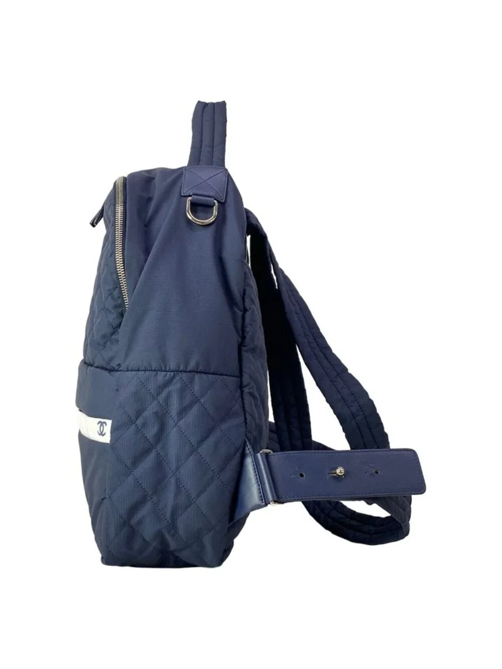 Chanel Backpack Quilted Dark Navy White